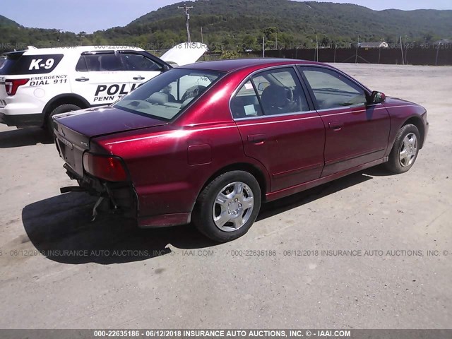 4A3AA46G63E131449 - 2003 MITSUBISHI GALANT ES/LS RED photo 4