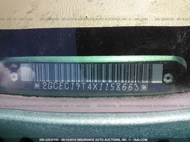 2GCEC19T4X1158663 - 1999 CHEVROLET SILVERADO C1500 GREEN photo 9