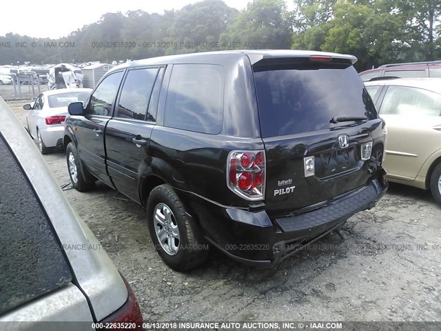 5FNYF28187B003881 - 2007 HONDA PILOT LX BLACK photo 3