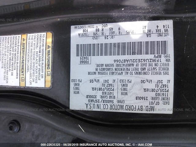 1FMZU62E32UA87066 - 2002 FORD EXPLORER XLS BLACK photo 9