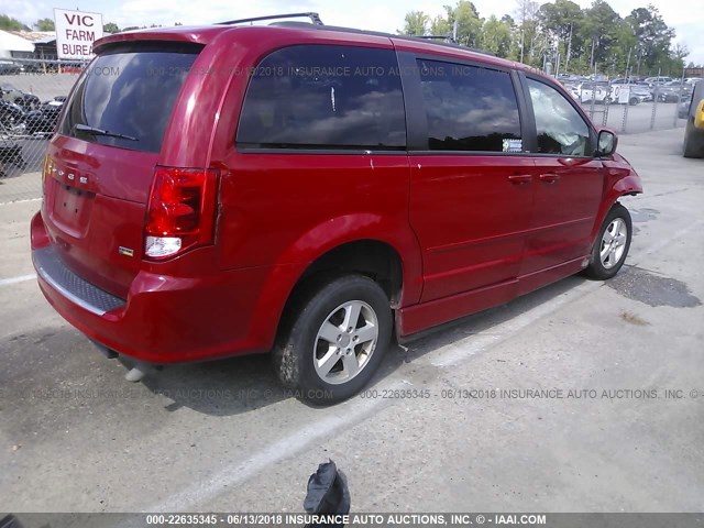 2C4RDGCG3CR304723 - 2012 DODGE GRAND CARAVAN SXT RED photo 4