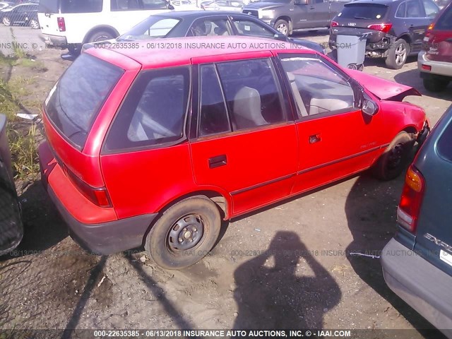 2C1MR6463N6732434 - 1992 GEO METRO LSI RED photo 4