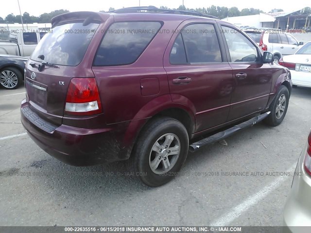 KNDJD733X65595216 - 2006 KIA SORENTO EX/LX RED photo 4