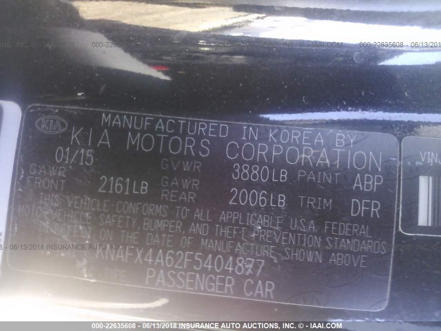 KNAFX4A62F5404877 - 2015 KIA FORTE LX BLACK photo 9