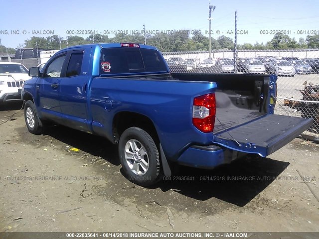 5TFUY5F11GX514254 - 2016 TOYOTA TUNDRA DOUBLE CAB SR/SR5 BLUE photo 3