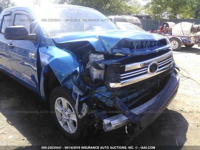 5TFUY5F11GX514254 - 2016 TOYOTA TUNDRA DOUBLE CAB SR/SR5 BLUE photo 6