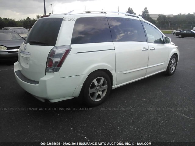 5N1BV28U77N134249 - 2007 NISSAN QUEST S/SE/SL WHITE photo 4