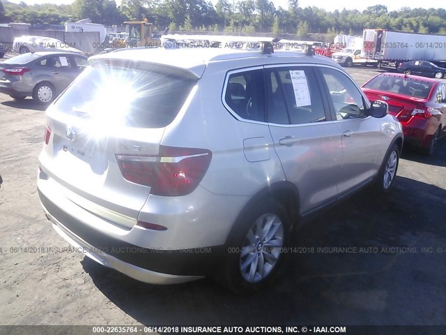 5UXWX5C50BL704094 - 2011 BMW X3 XDRIVE28I SILVER photo 4