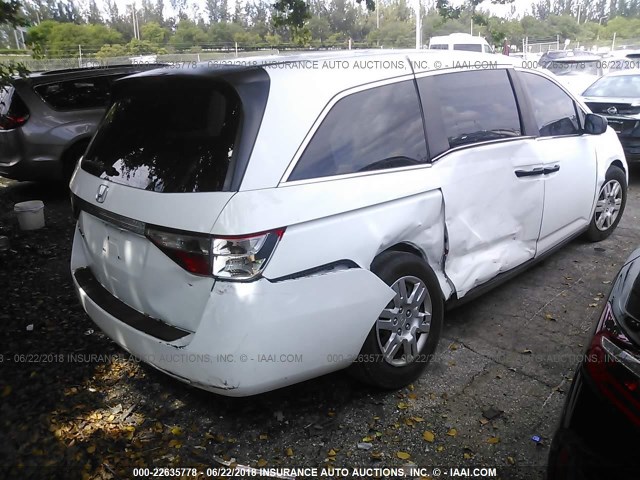 5FNRL5H29DB081444 - 2013 HONDA ODYSSEY LX WHITE photo 4