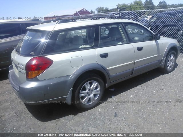 4S4BP61CX57302308 - 2005 SUBARU LEGACY OUTBACK 2.5I SILVER photo 4