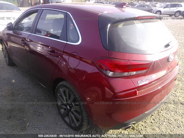 KMHH55LC2JU011563 - 2018 HYUNDAI Elantra GT SPORT MAROON photo 3