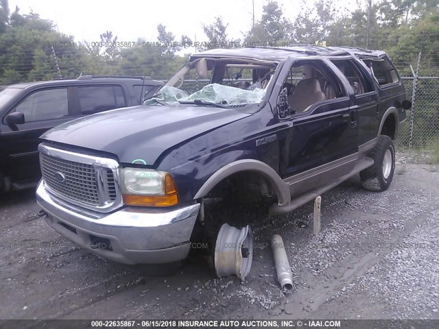 1FMSU43F61EA00167 - 2001 FORD EXCURSION LIMITED BLUE photo 2