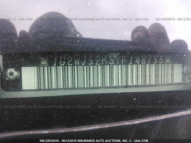 1G2WJ52K3YF148756 - 2000 PONTIAC GRAND PRIX SE 银色 照片 9