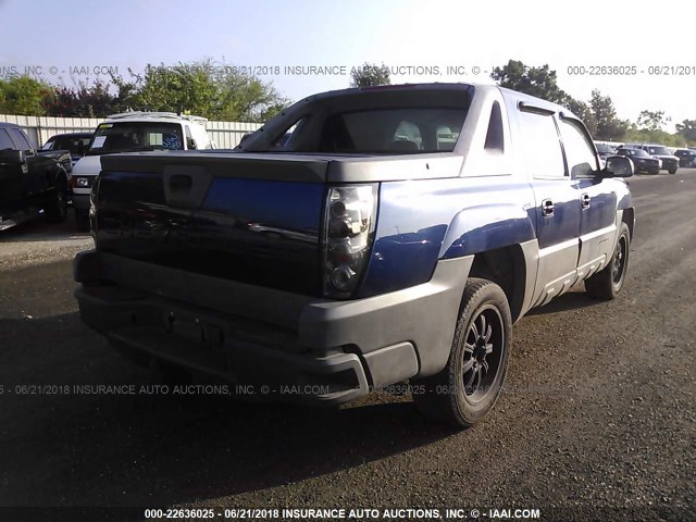 3GNEC13T92G347888 - 2002 CHEVROLET AVALANCHE C1500 BLUE photo 4