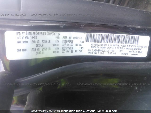 1J4GW48N44C281125 - 2004 JEEP GRAND CHEROKEE LAREDO/COLUMBIA/FREEDOM 栗色 照片 9