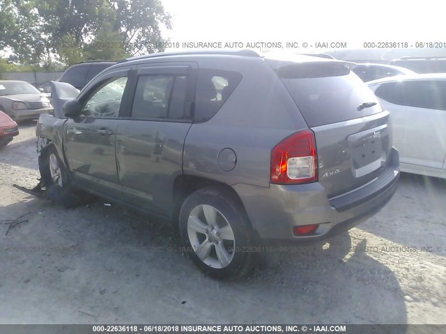 1J4NF1FB4BD281423 - 2011 JEEP COMPASS SPORT GRAY photo 3