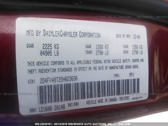 2D4FV48T25H623630 - 2005 DODGE MAGNUM SE RED photo 9