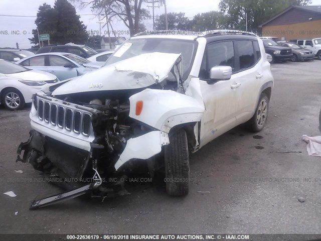 ZACCJBDB1HPE38906 - 2017 JEEP RENEGADE LIMITED WHITE photo 2