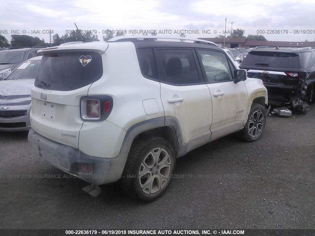 ZACCJBDB1HPE38906 - 2017 JEEP RENEGADE LIMITED WHITE photo 4