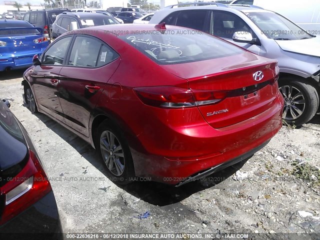 5NPD84LFXJH237701 - 2018 HYUNDAI ELANTRA SEL/VALUE/LIMITED RED photo 3