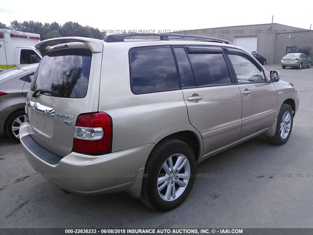 JTEEW21A560005867 - 2006 TOYOTA HIGHLANDER HYBRID TAN photo 4