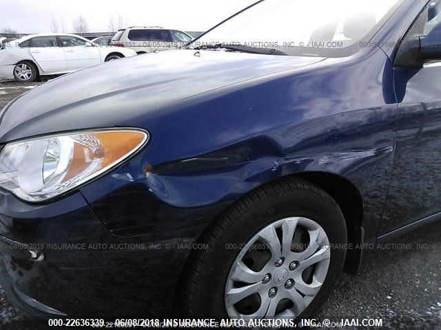 KMHDU4AD3AU114269 - 2010 HYUNDAI ELANTRA BLUE/GLS/SE BLUE photo 6