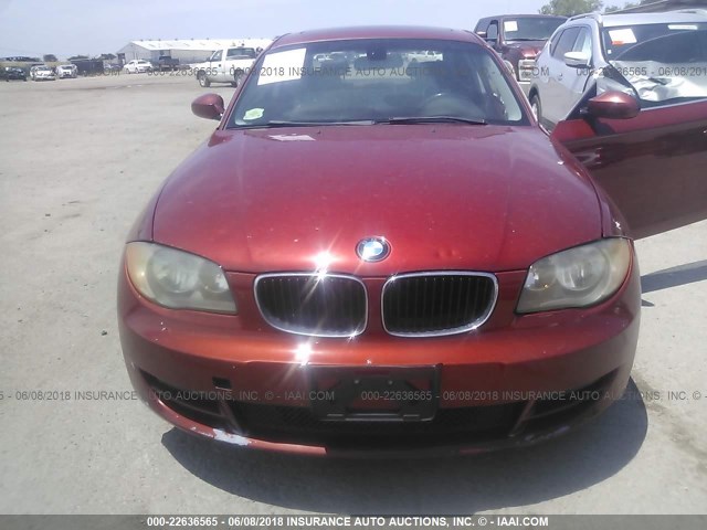 WBAUP73568VF08193 - 2008 BMW 128 I MAROON photo 6