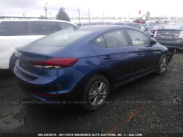 5NPD84LF8JH227510 - 2018 HYUNDAI ELANTRA SEL/VALUE/LIMITED BLUE photo 4