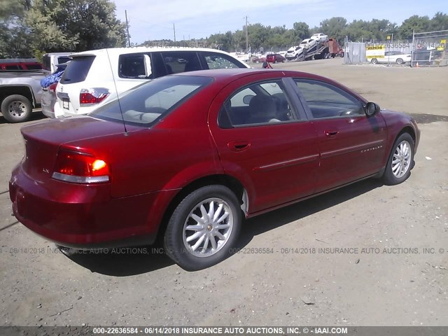 1C3EL46U31N593523 - 2001 CHRYSLER SEBRING LX RED photo 4