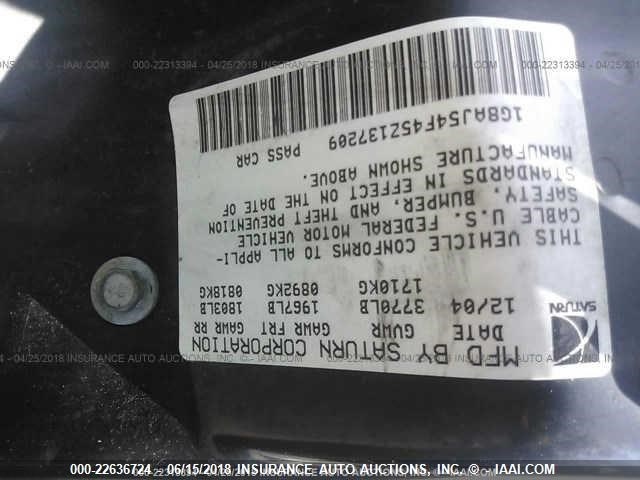 1G8AJ54F45Z137209 - 2005 SATURN ION LEVEL 2 BLUE photo 9