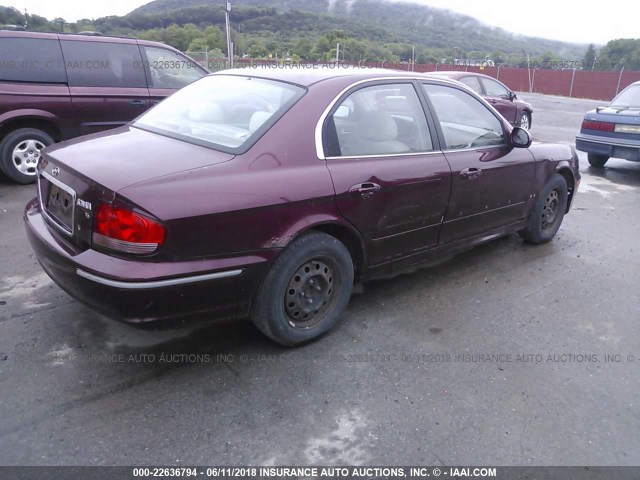 KMHWF35H75A101560 - 2005 HYUNDAI SONATA GLS/LX MAROON photo 4