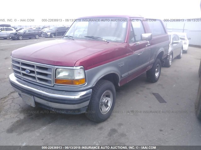 1FMEU15N1RLA22147 - 1994 FORD BRONCO U100 BURGUNDY photo 2