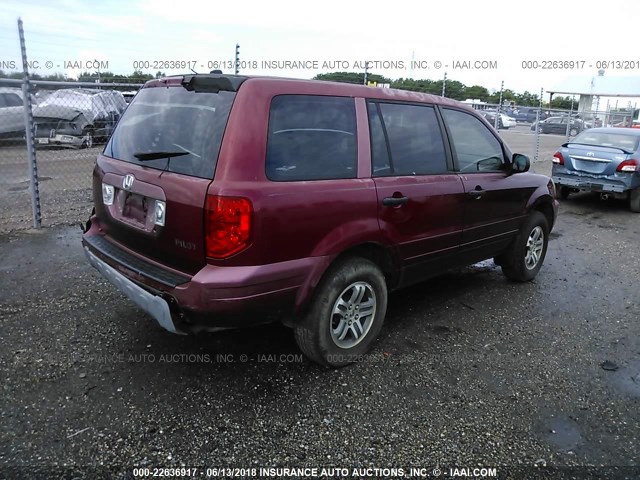 2HKYF181X3H516944 - 2003 HONDA PILOT LX RED photo 4