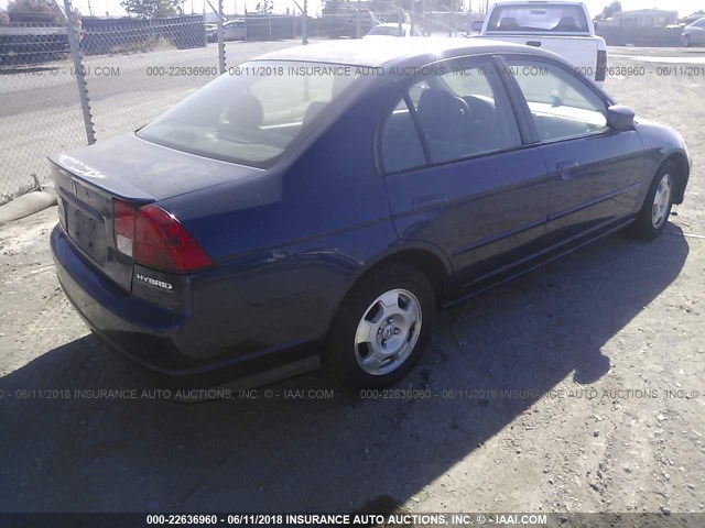 JHMES96675S020126 - 2005 HONDA CIVIC HYBRID BLUE photo 4