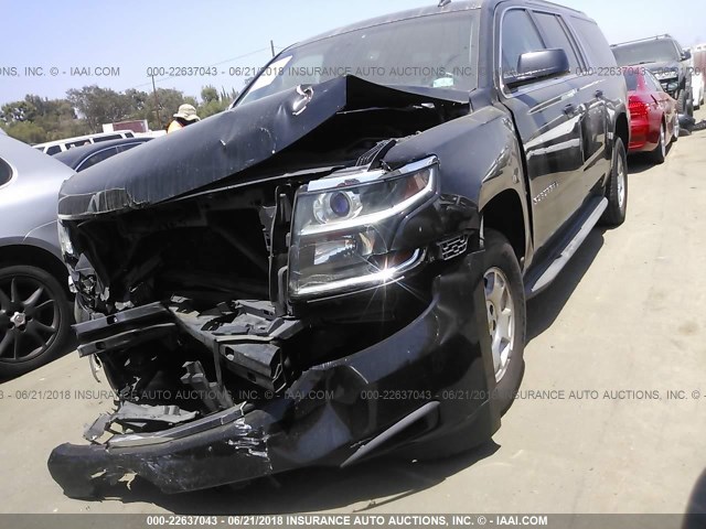 1GNSCJKC8FR218213 - 2015 CHEVROLET SUBURBAN C1500 LT BLACK photo 2