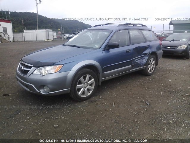 4S4BP61C397344650 - 2009 SUBARU OUTBACK 2.5I BLUE photo 2