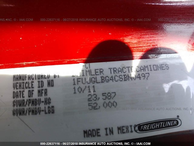 1FUJGLBG4CSBN0497 - 2012 FREIGHTLINER CASCADIA 125  Unknown photo 10