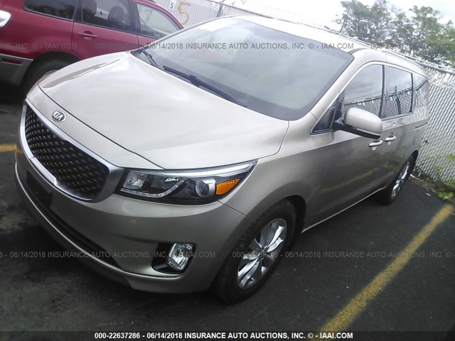 KNDMC5C1XF6023723 - 2015 KIA SEDONA EX/SX GOLD photo 2