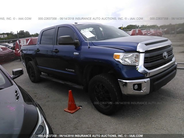 5TFEY5F14EX158061 - 2014 TOYOTA TUNDRA CREWMAX SR5 BLUE photo 1