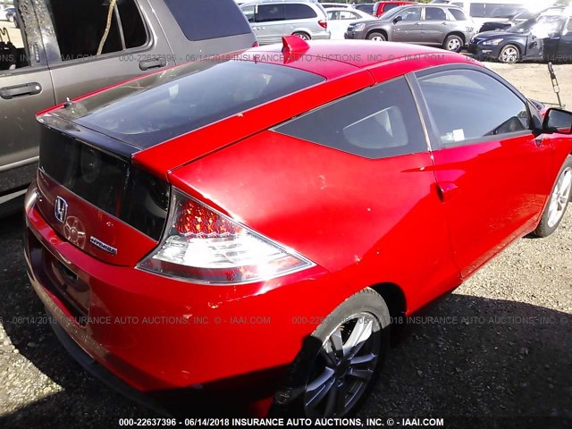 JHMZF1D44BS008715 - 2011 HONDA CR-Z RED photo 4