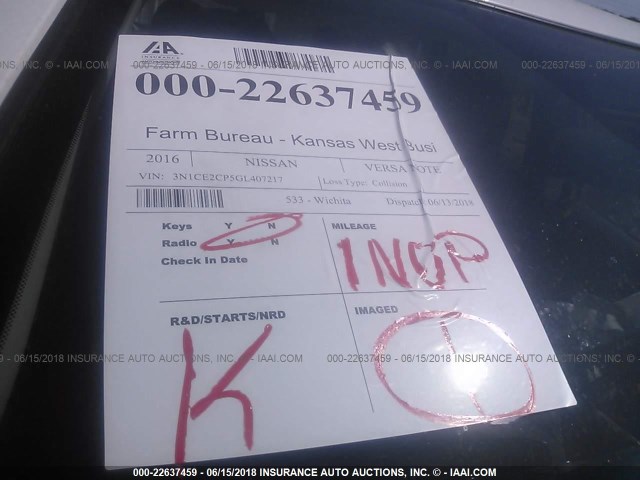 3N1CE2CP5GL407217 - 2016 NISSAN VERSA NOTE S/S PLUS/SV/SL/SR WHITE photo 7