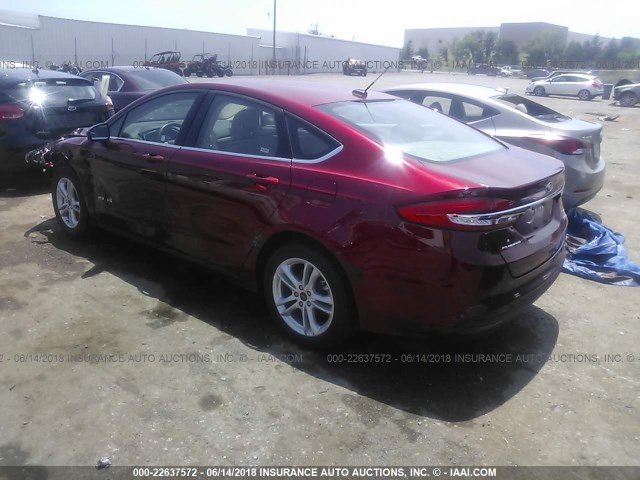 3FA6P0LU1JR173411 - 2018 FORD FUSION SE HYBRID RED photo 3