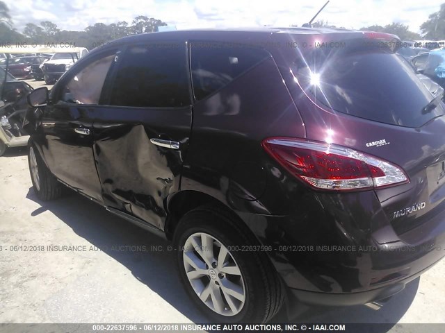 JN8AZ1MU4EW405977 - 2014 NISSAN Murano S/SL/SV/LE MAROON photo 3