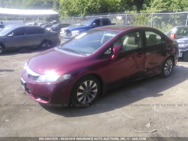 1HGFA15969L028452 - 2009 HONDA CIVIC EXL BURGUNDY photo 2
