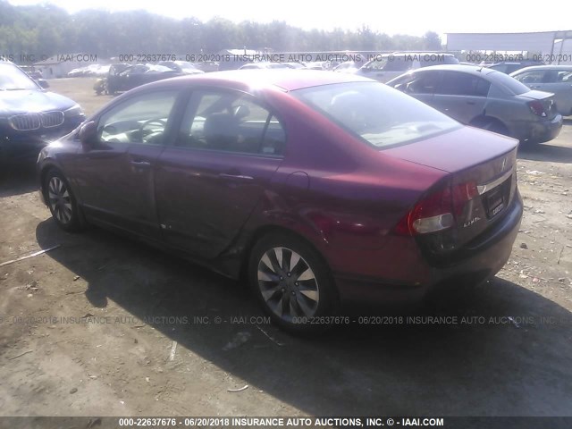 1HGFA15969L028452 - 2009 HONDA CIVIC EXL BURGUNDY photo 3