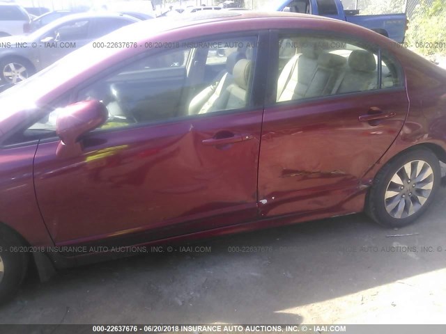 1HGFA15969L028452 - 2009 HONDA CIVIC EXL BURGUNDY photo 6