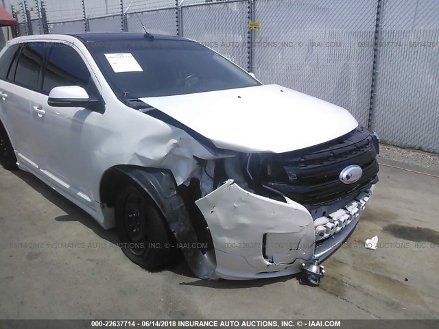 2FMDK4AK5CBA91767 - 2012 FORD EDGE SPORT WHITE photo 6