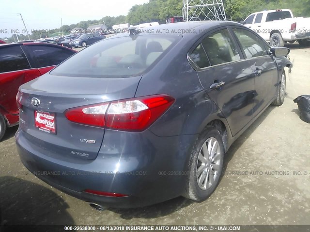 KNAFX4A84E5155451 - 2014 KIA FORTE EX BLUE photo 4