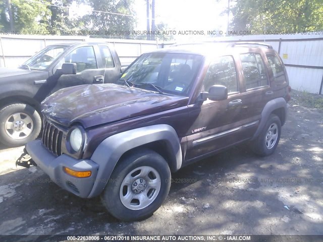 1J4GK48K14W146877 - 2004 JEEP LIBERTY SPORT MAROON photo 2