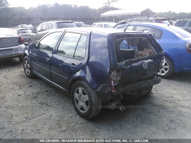 WVWGA21J2YW515220 - 2000 VOLKSWAGEN GOLF GLS BLUE photo 3